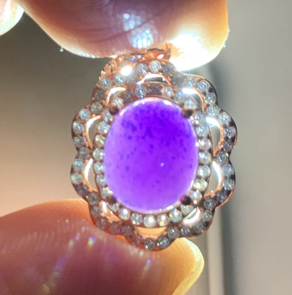 AAAAA Natural Authentic Sugilite Pendant,Oval Sugilite Pendant, Silver Pendant,Birthday Gift ET1109