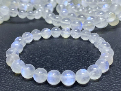 AAA+ Natural Authentic Moonstone Bracelet,June Birthstone, Lover's Stone, 8mm Bracelet, Healing Stone Jewelry ET182