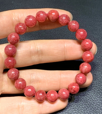 AAA Authentic Natural Rhodonite Bracelet,9.9mm Bracelet,Colorful Bracelet,Handmade Jewelry.Men's Bracelet ET1022