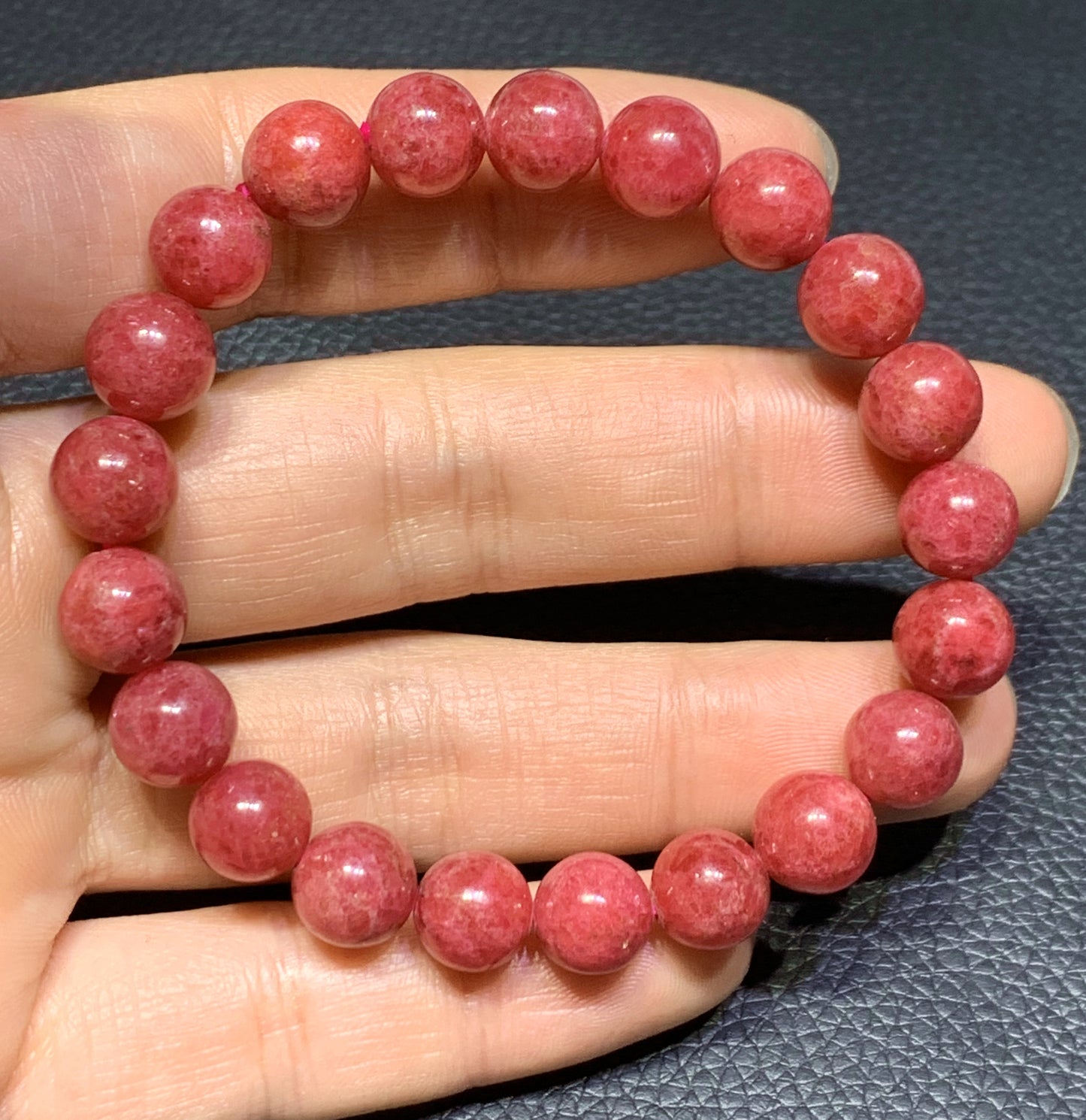 AAA Authentic Natural Rhodonite Bracelet,9.9mm Bracelet,Colorful Bracelet,Handmade Jewelry.Men's Bracelet ET1022