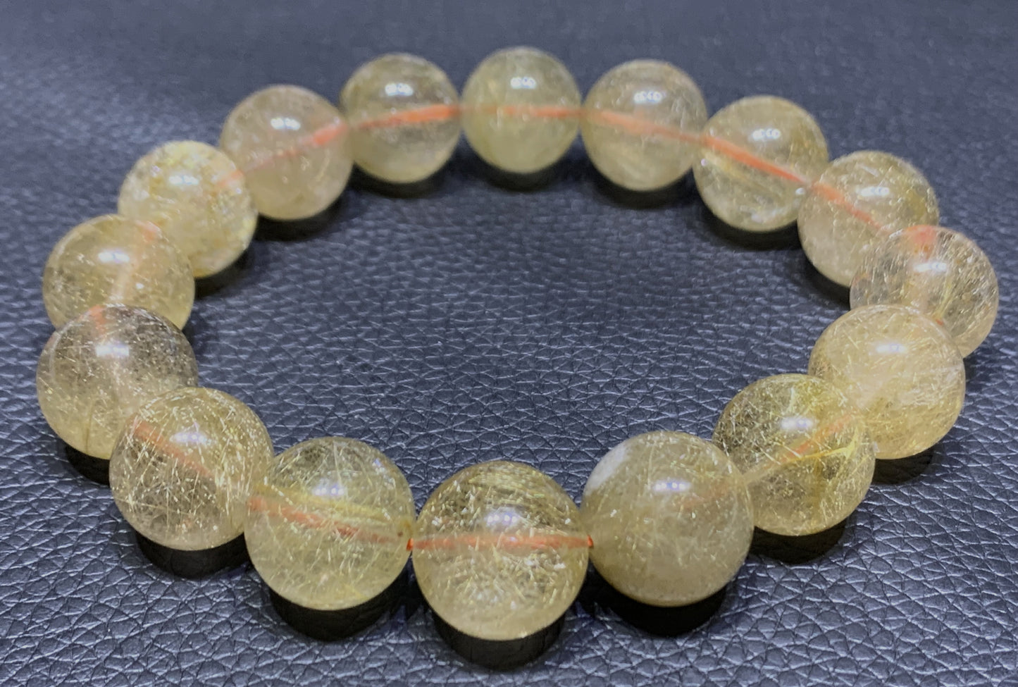 AAAA Natural Rutilated Quartz Bracelet,Rutilated Quartz Stone,14mm Bracelet,Lucky Bracelet,Handmade jewelry ET1127