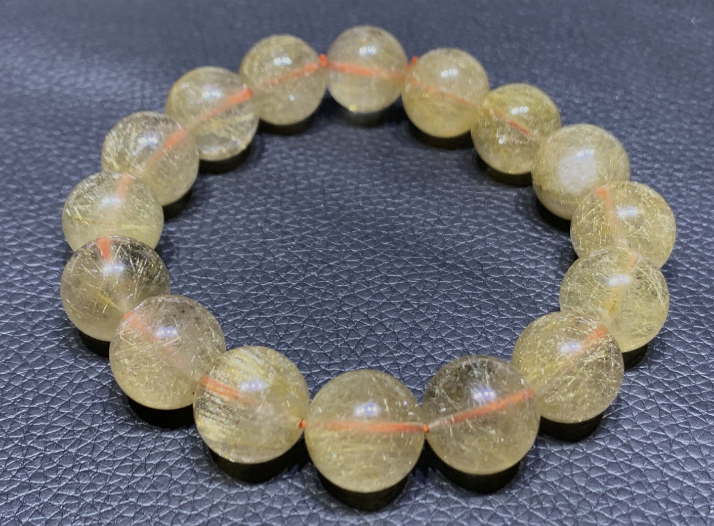 AAAA Natural Rutilated Quartz Bracelet,Rutilated Quartz Stone,14mm Bracelet,Lucky Bracelet,Handmade jewelry ET1127