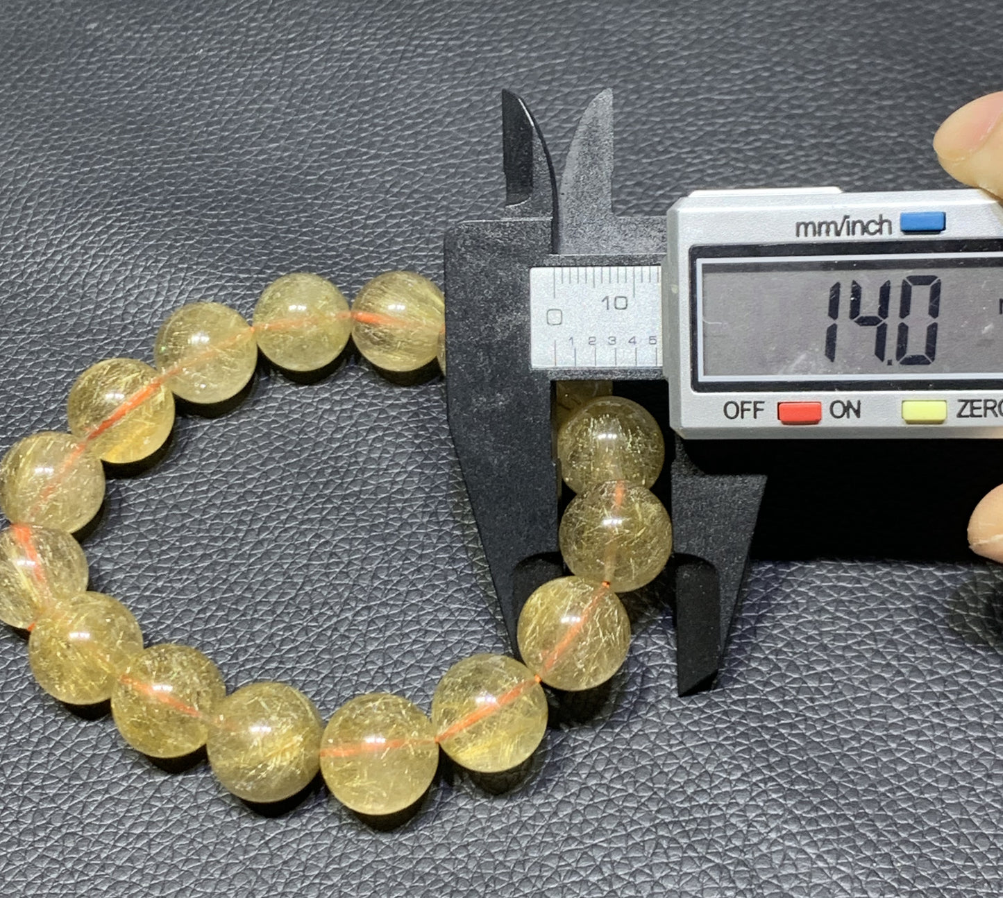 AAAA Natural Rutilated Quartz Bracelet,Rutilated Quartz Stone,14mm Bracelet,Lucky Bracelet,Handmade jewelry ET1127