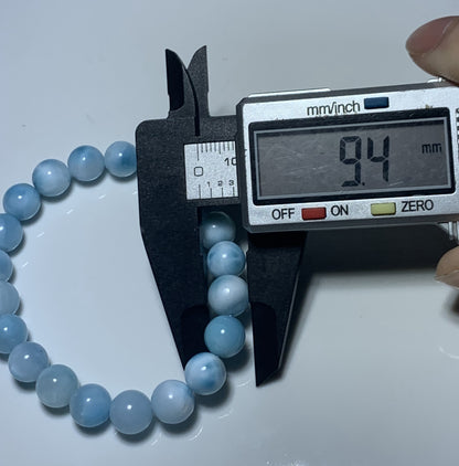 AAAA Natural Authentic Dominican Larimar Bracelet,Gems Jewelry,Gems Bracelet,9.4mm Bracelet,Crystal Bracelet ET1077