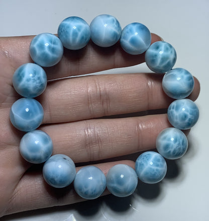 AAA+ Natural Authentic Dominican Larimar Bracelet,Gems Jewelry,Gems Bracelet,14.9mm Bracelet,Crystal Bracelet ET1080