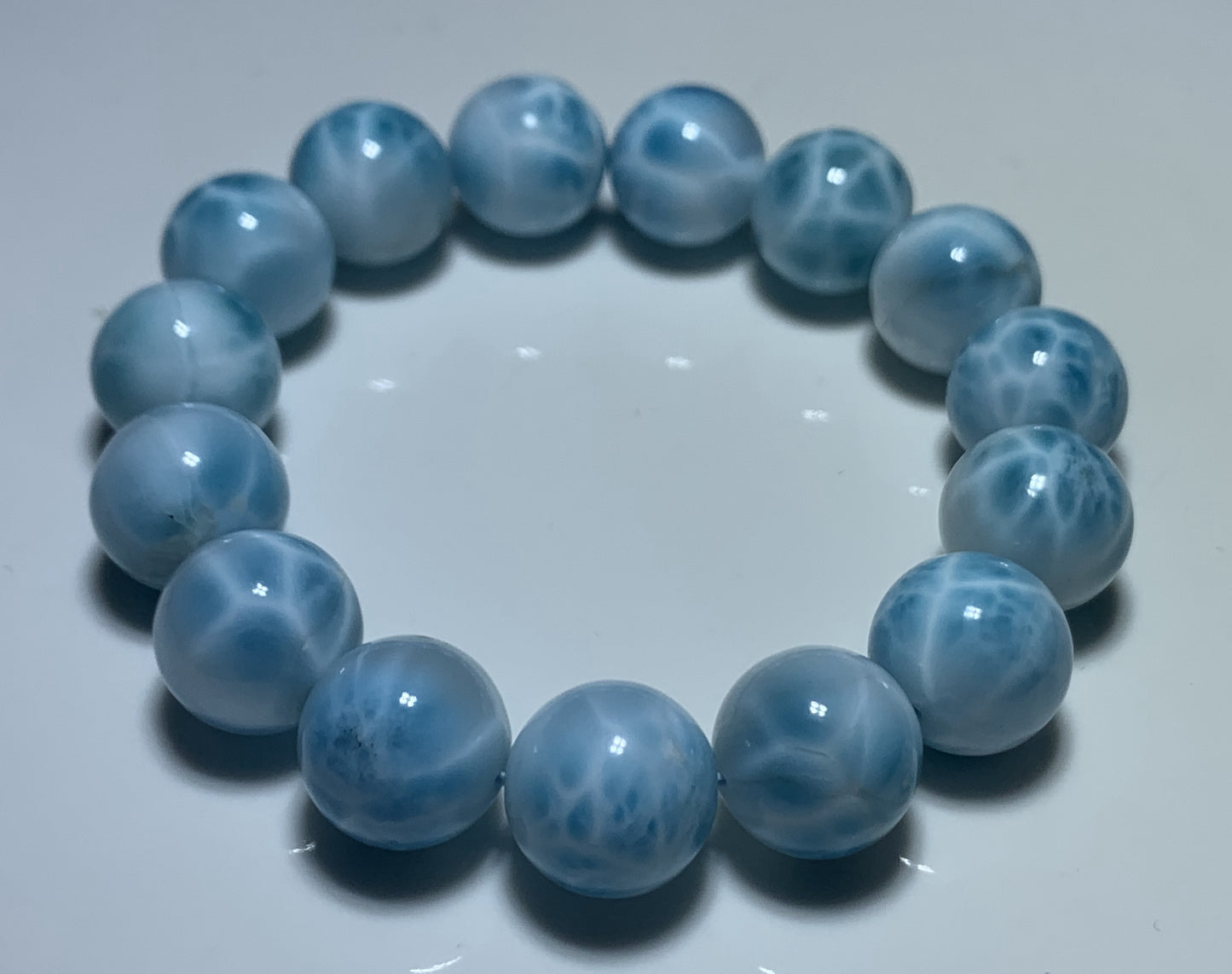 AAA+ Natural Authentic Dominican Larimar Bracelet,Gems Jewelry,Gems Bracelet,14.9mm Bracelet,Crystal Bracelet ET1080