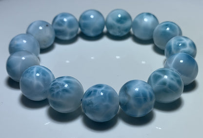 AAA+ Natural Authentic Dominican Larimar Bracelet,Gems Jewelry,Gems Bracelet,14.9mm Bracelet,Crystal Bracelet ET1080