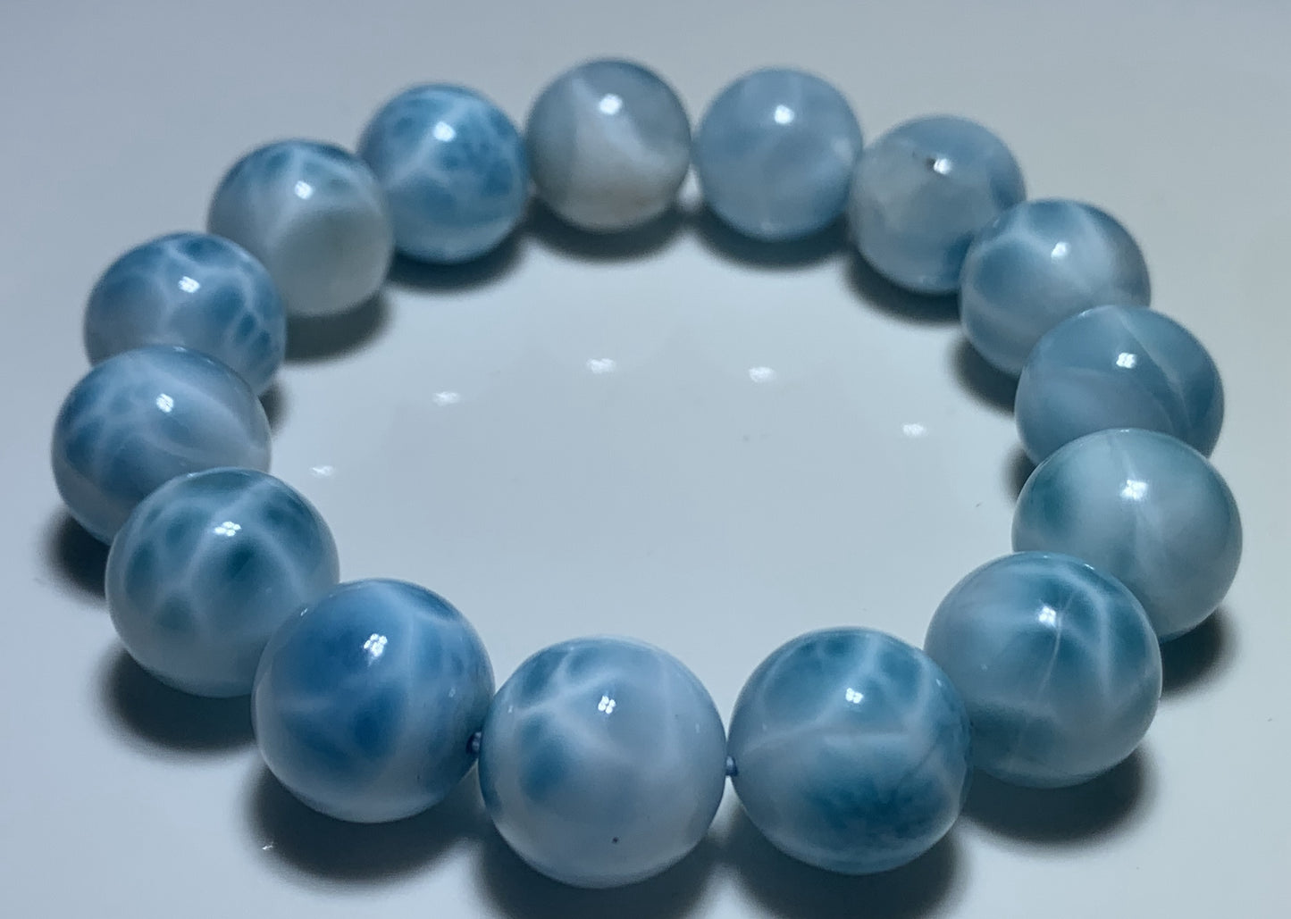 AAA+ Natural Authentic Dominican Larimar Bracelet,Gems Jewelry,Gems Bracelet,14.9mm Bracelet,Crystal Bracelet ET1080