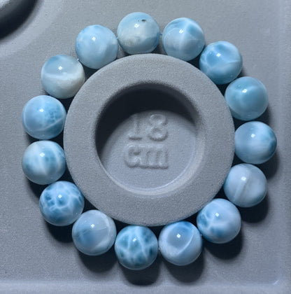 AAA+ Natural Authentic Dominican Larimar Bracelet,Gems Jewelry,Gems Bracelet,14.9mm Bracelet,Crystal Bracelet ET1080