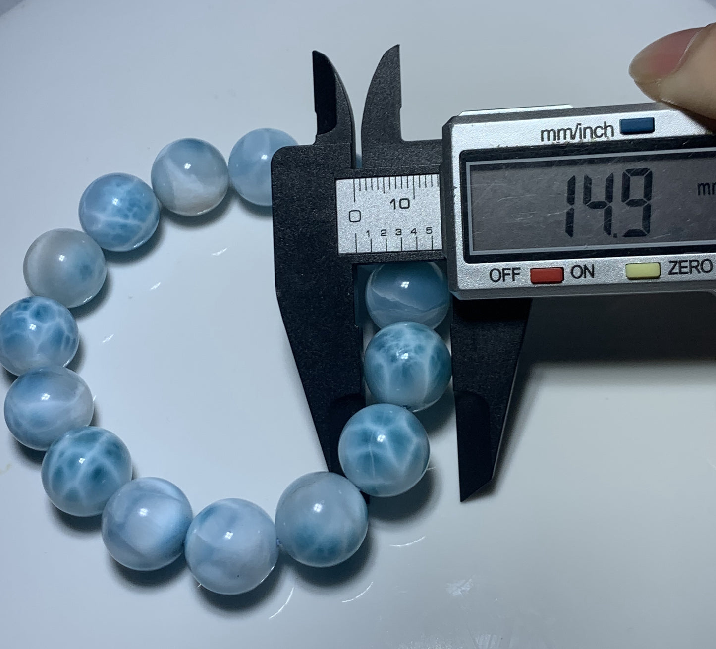 AAA+ Natural Authentic Dominican Larimar Bracelet,Gems Jewelry,Gems Bracelet,14.9mm Bracelet,Crystal Bracelet ET1080