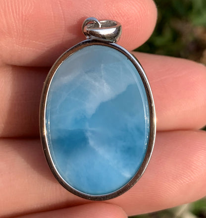 AAAA Natural Authentic Dominican Larimar Pendants, Larimar Stone,Gift For Her,Healing Stone Jewelry,Larimar Jewelry,ET006