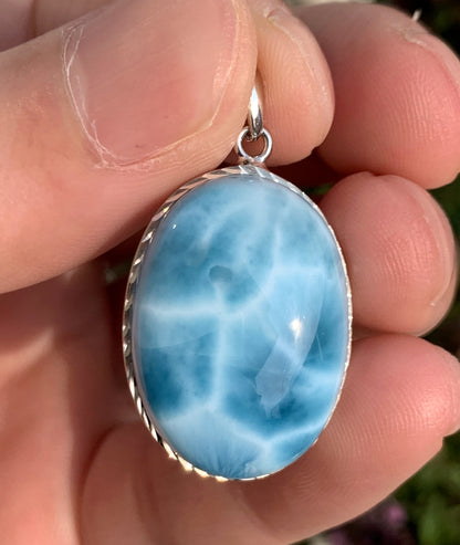 AAAA Natural Authentic Dominican Larimar Pendants, Larimar Stone,Gift For Her,Healing Stone Jewelry,Larimar Jewelry,ET006