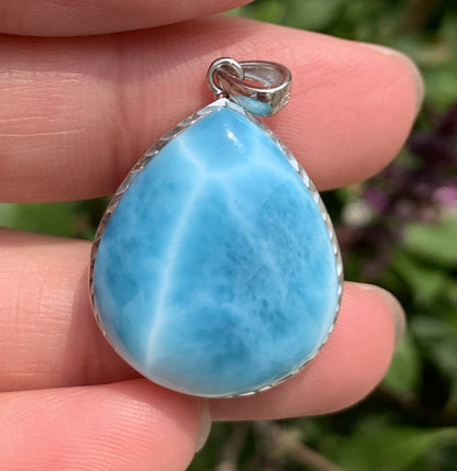 AAAA+ Natural Authentic Dominican Larimar Pendant,Gems Jewelry,Gems Pendant,Crystal Pendant,ET514