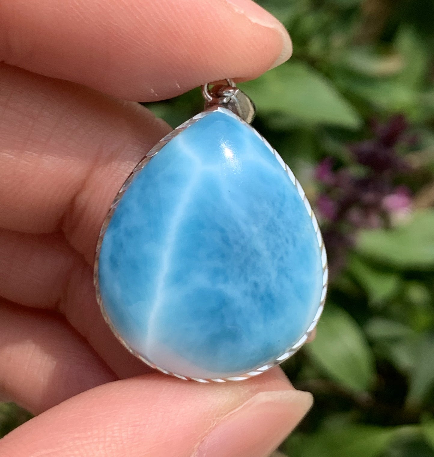 AAAA+ Natural Authentic Dominican Larimar Pendant,Gems Jewelry,Gems Pendant,Crystal Pendant,ET514