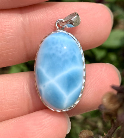 AAAA Natural Authentic Dominican Larimar Pendant,Larimar Necklace,Crystal Pendant,Gems Pendant ET198