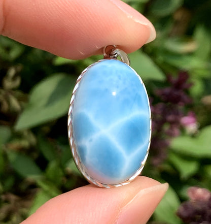 AAAA Natural Authentic Dominican Larimar Pendant,Larimar Necklace,Crystal Pendant,Gems Pendant ET198