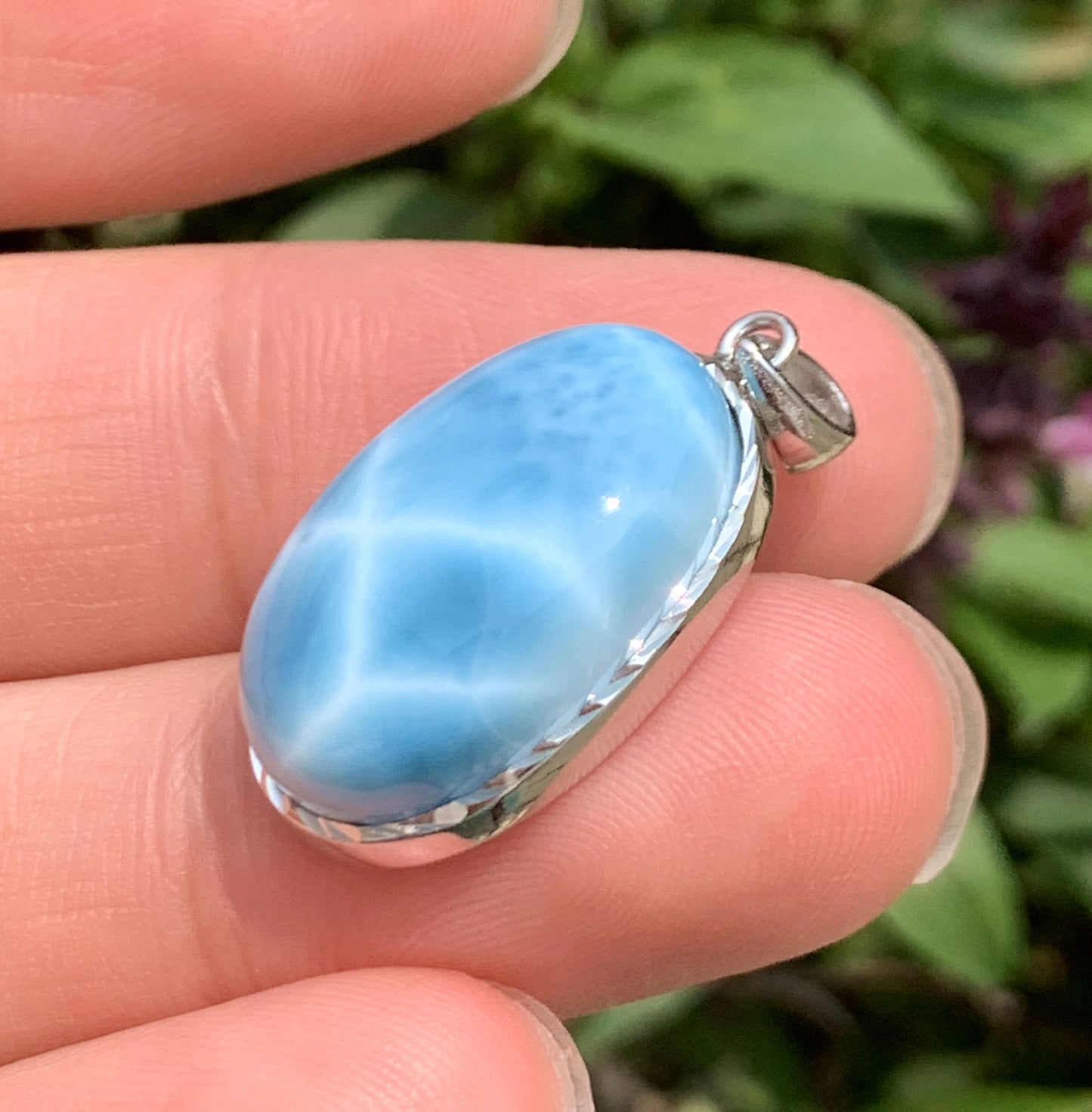 AAAA Natural Authentic Dominican Larimar Pendant,Larimar Necklace,Crystal Pendant,Gems Pendant ET198