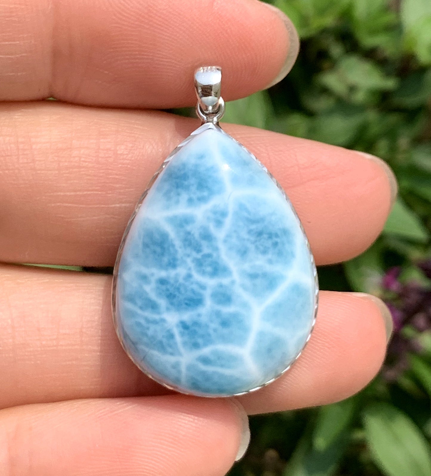 AAAA Natural Authentic Dominican Larimar Pendant,Gems Jewelry,Gems Pendant,Crystal Pendant ET921