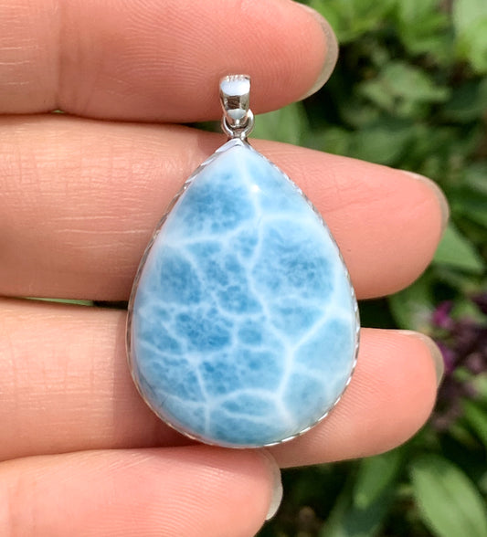 AAAA Natural Authentic Dominican Larimar Pendant,Gems Jewelry,Gems Pendant,Crystal Pendant ET921