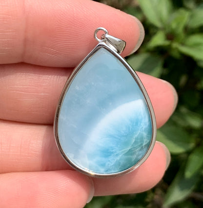 AAAA Natural Authentic Dominican Larimar Pendant,Gems Jewelry,Gems Pendant,Crystal Pendant ET921