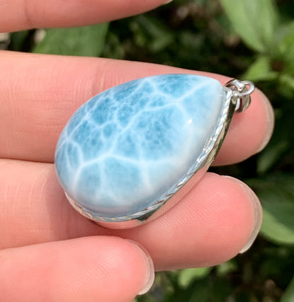 AAAA Natural Authentic Dominican Larimar Pendant,Gems Jewelry,Gems Pendant,Crystal Pendant ET921