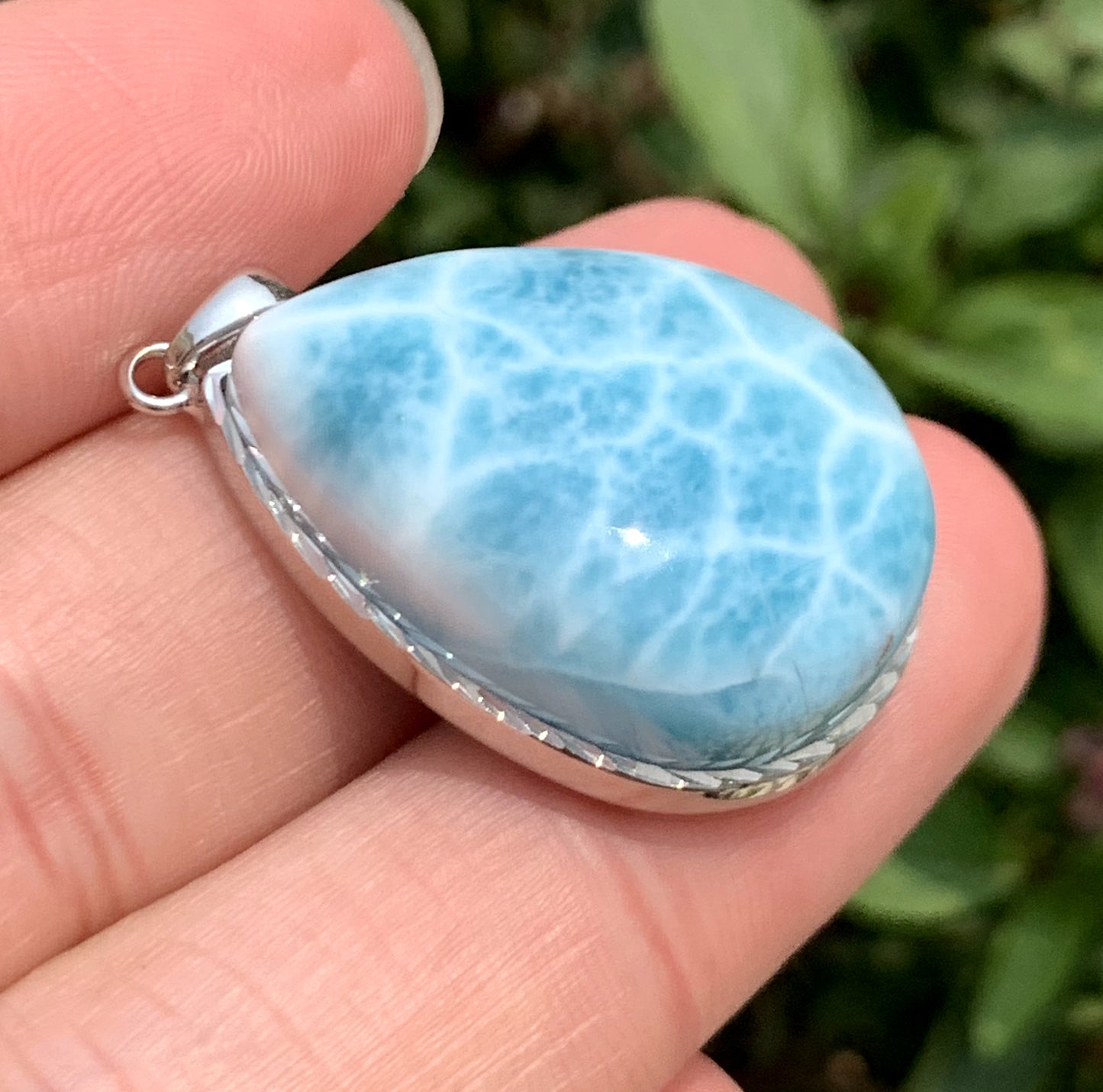 AAAA Natural Authentic Dominican Larimar Pendant,Gems Jewelry,Gems Pendant,Crystal Pendant ET921