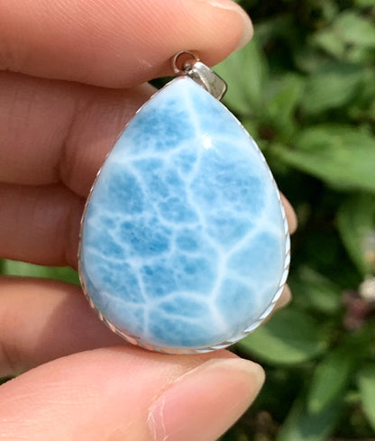 AAAA Natural Authentic Dominican Larimar Pendant,Gems Jewelry,Gems Pendant,Crystal Pendant ET921