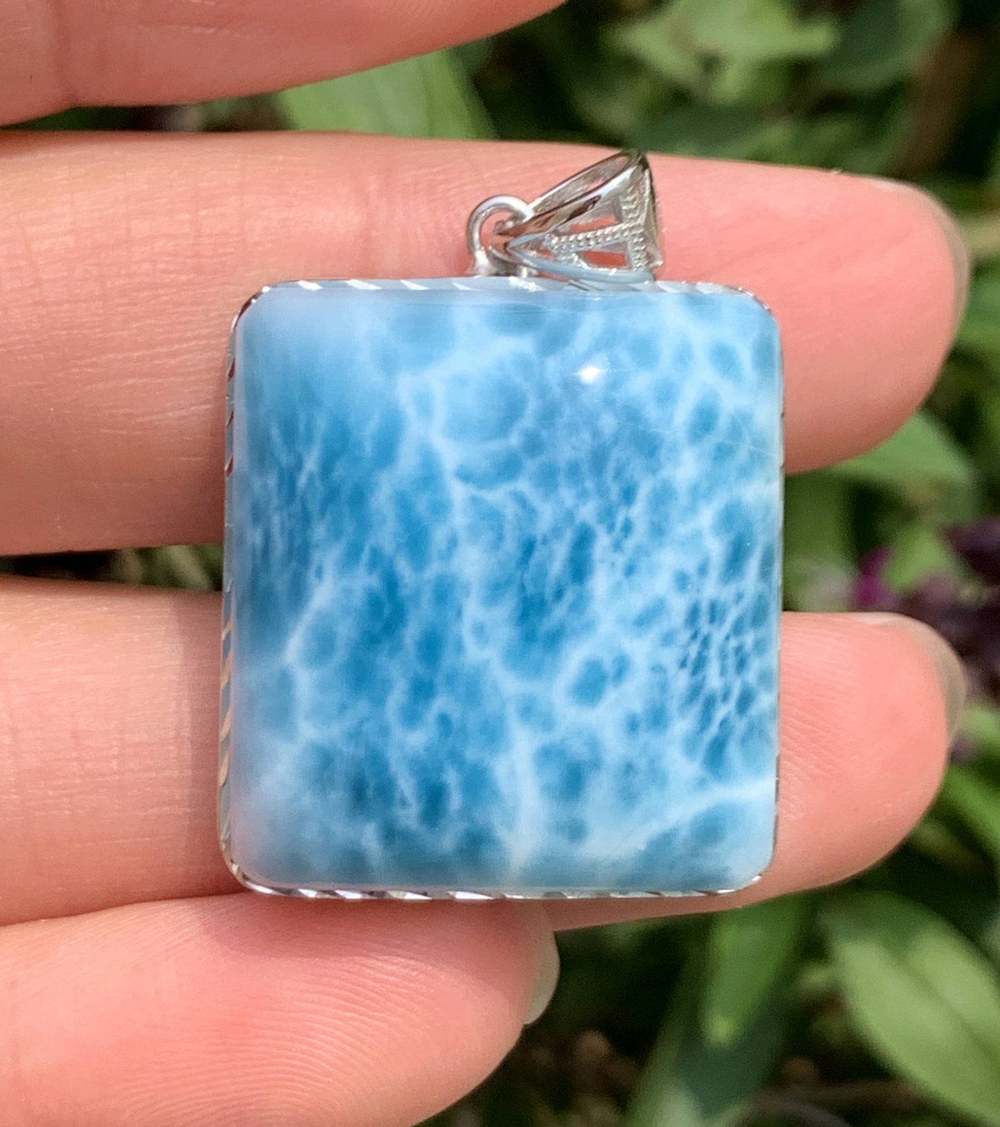 AAAA+ Natural Authentic Dominican Larimar Pendant,Larimar Necklace,Crystal Pendant,Gems Pendant ET289