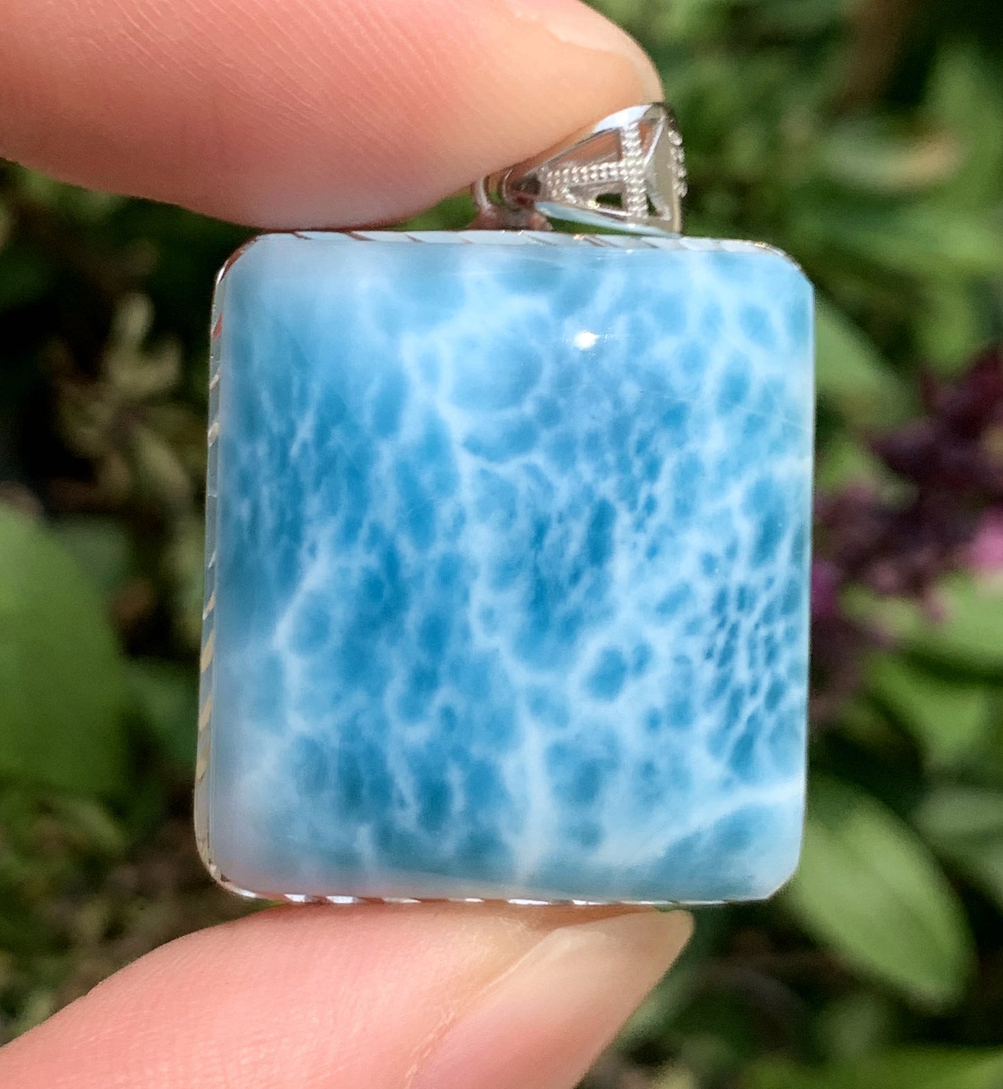 AAAA+ Natural Authentic Dominican Larimar Pendant,Larimar Necklace,Crystal Pendant,Gems Pendant ET289