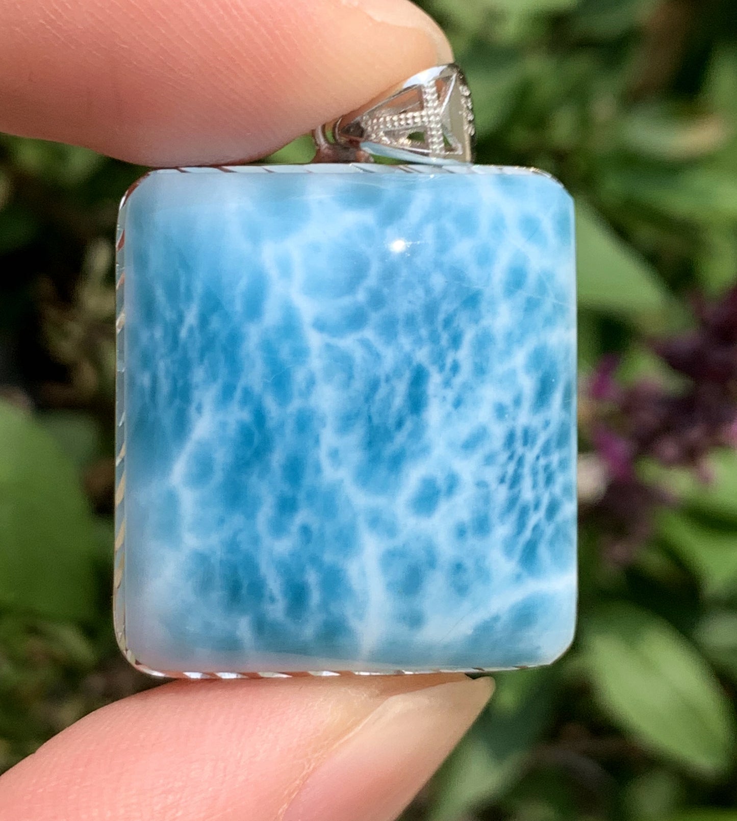 AAAA+ Natural Authentic Dominican Larimar Pendant,Larimar Necklace,Crystal Pendant,Gems Pendant ET289