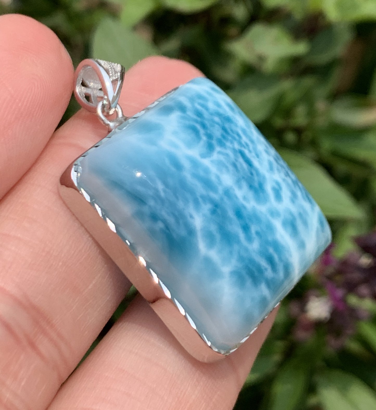 AAAA+ Natural Authentic Dominican Larimar Pendant,Larimar Necklace,Crystal Pendant,Gems Pendant ET289