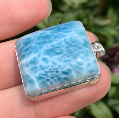 AAAA+ Natural Authentic Dominican Larimar Pendant,Larimar Necklace,Crystal Pendant,Gems Pendant ET289