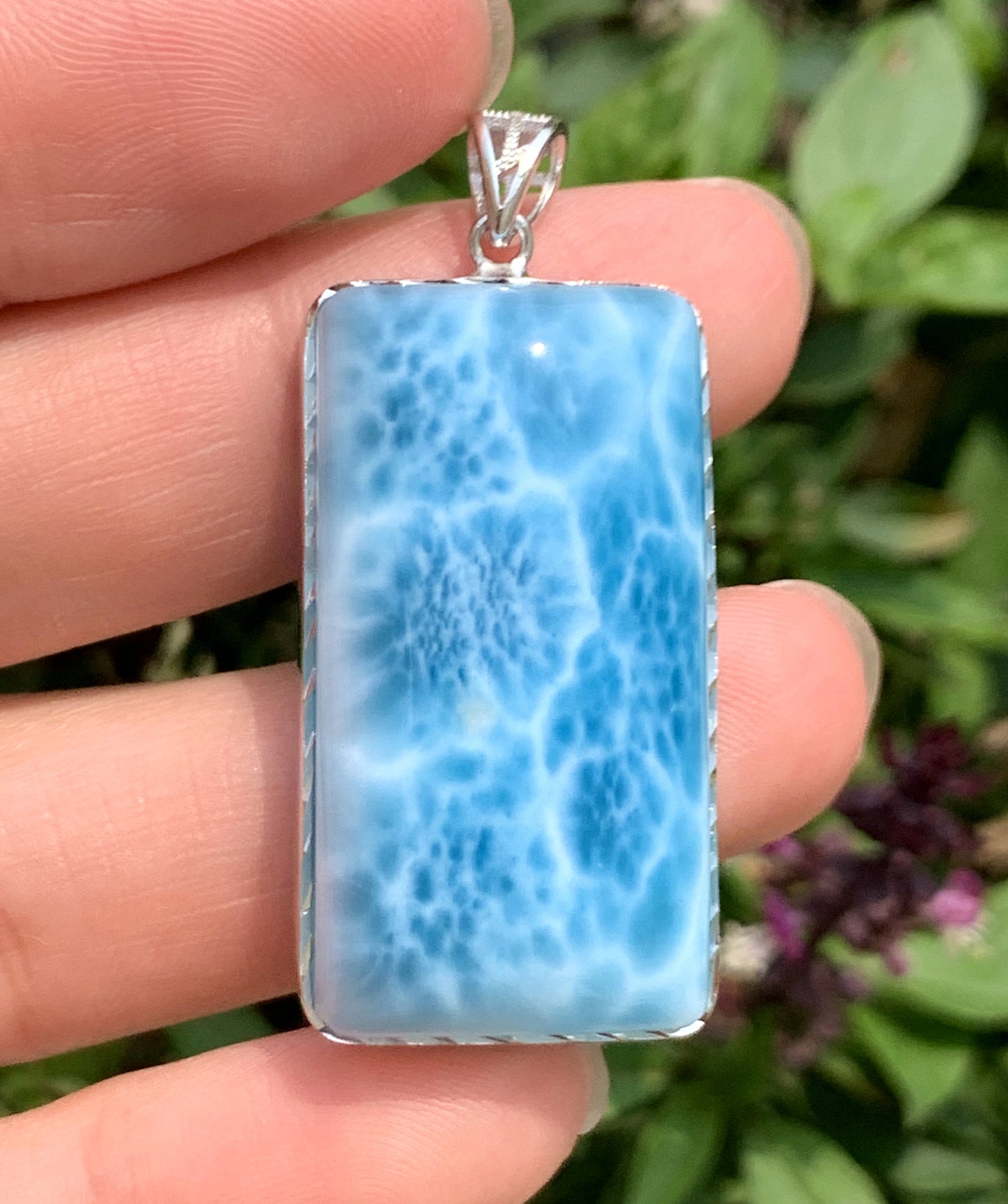 AAAA+ Natural Authentic Dominican Larimar Pendant,Gems Jewelry,Gems Pendant,Crystal Pendant ET884