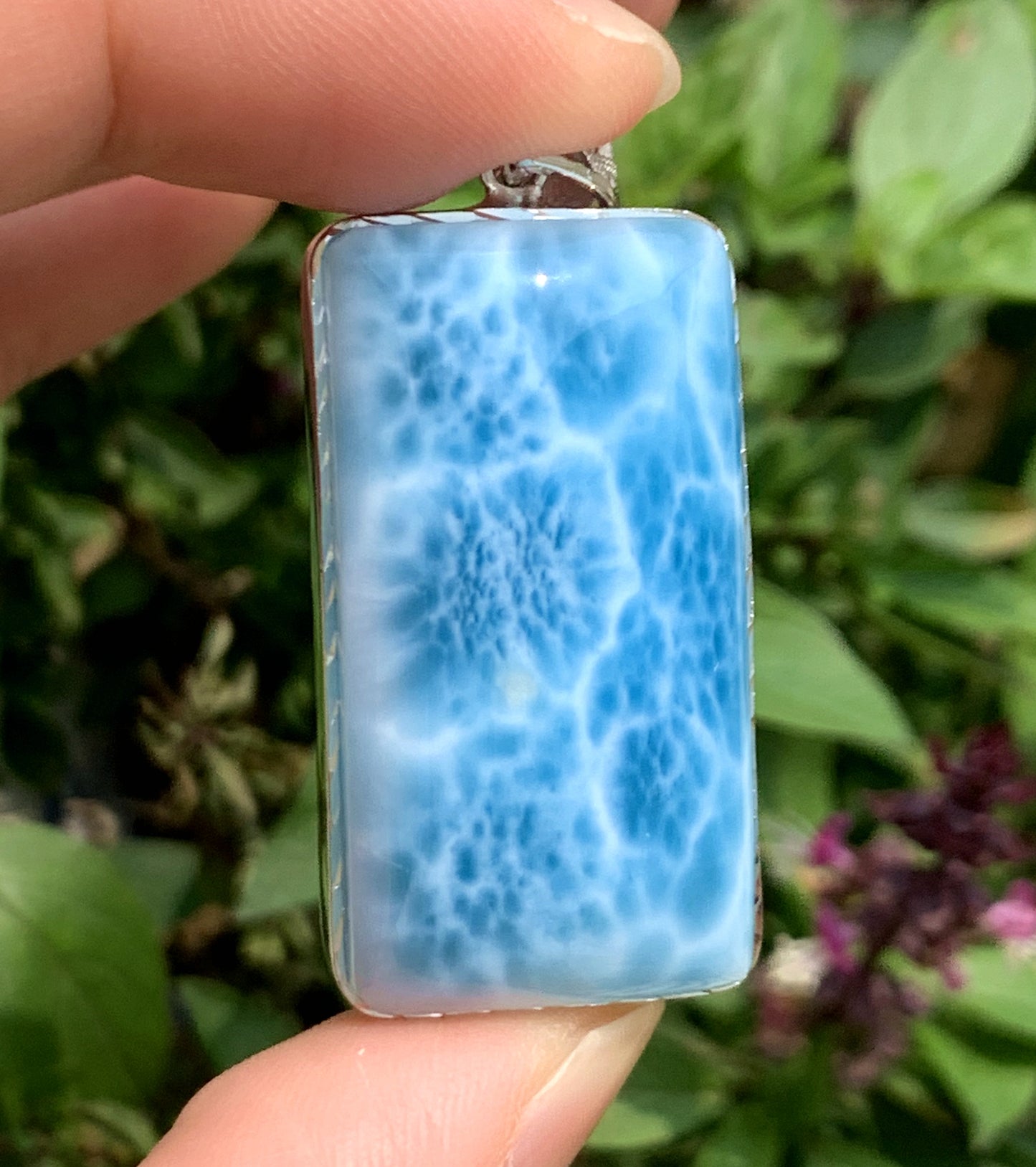 AAAA+ Natural Authentic Dominican Larimar Pendant,Gems Jewelry,Gems Pendant,Crystal Pendant ET884