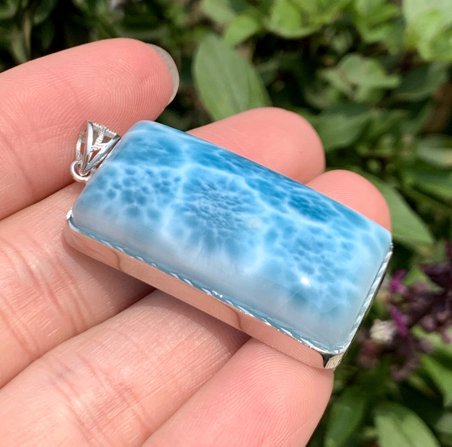 AAAA+ Natural Authentic Dominican Larimar Pendant,Gems Jewelry,Gems Pendant,Crystal Pendant ET884