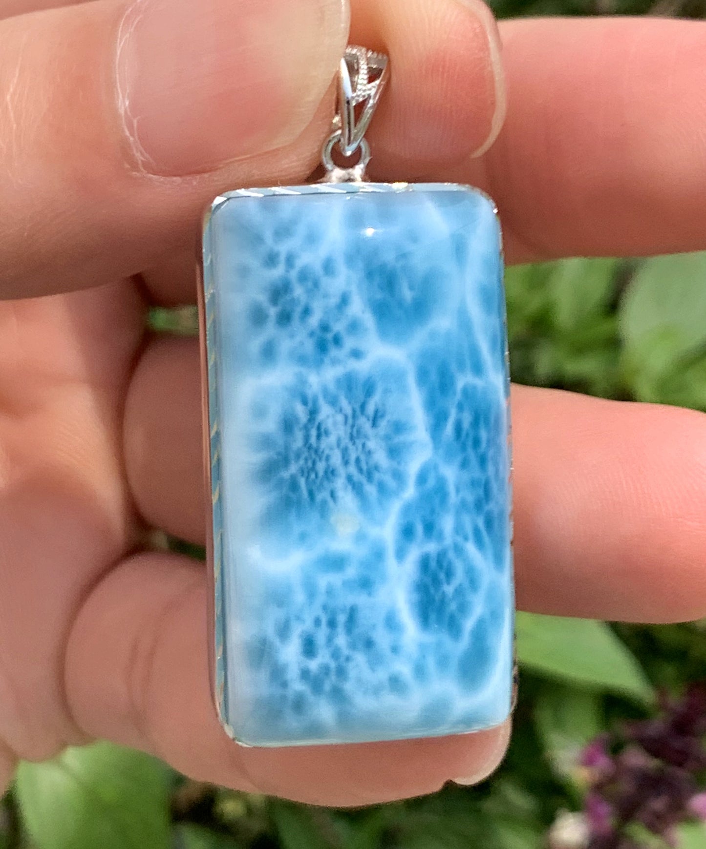 AAAA+ Natural Authentic Dominican Larimar Pendant,Gems Jewelry,Gems Pendant,Crystal Pendant ET884