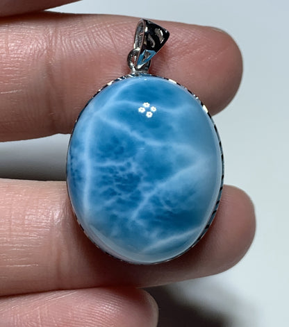 AAAA+ Natural Authentic Dominican Larimar Pendant,Gems Jewelry,Gems Pendant,Crystal Pendant ET882