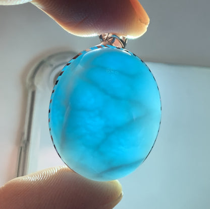 AAAA+ Natural Authentic Dominican Larimar Pendant,Gems Jewelry,Gems Pendant,Crystal Pendant ET882