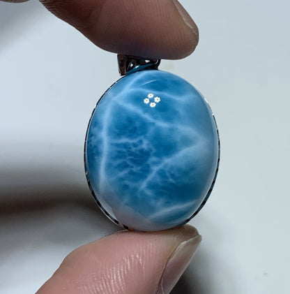 AAAA+ Natural Authentic Dominican Larimar Pendant,Gems Jewelry,Gems Pendant,Crystal Pendant ET882