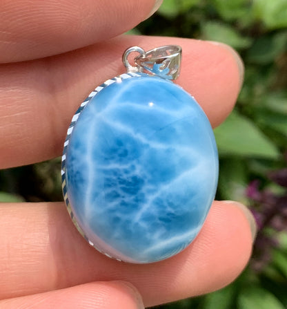 AAAA+ Natural Authentic Dominican Larimar Pendant,Gems Jewelry,Gems Pendant,Crystal Pendant ET882