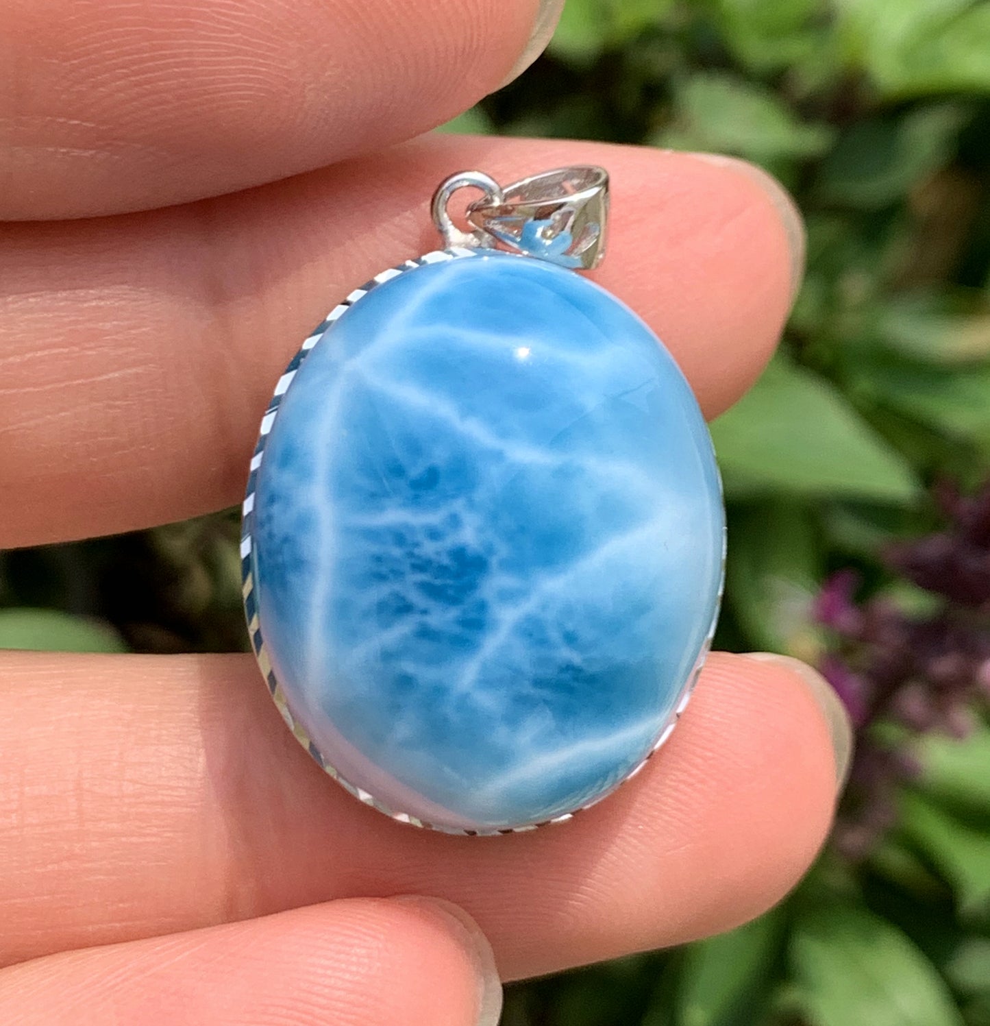 AAAA+ Natural Authentic Dominican Larimar Pendant,Gems Jewelry,Gems Pendant,Crystal Pendant ET882