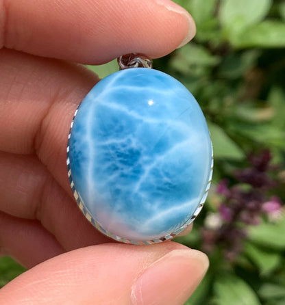 AAAA+ Natural Authentic Dominican Larimar Pendant,Gems Jewelry,Gems Pendant,Crystal Pendant ET882