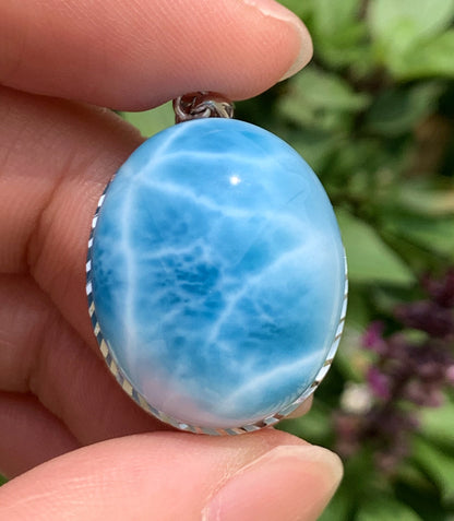 AAAA+ Natural Authentic Dominican Larimar Pendant,Gems Jewelry,Gems Pendant,Crystal Pendant ET882