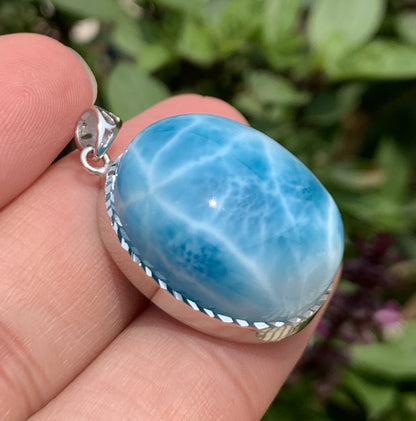 AAAA+ Natural Authentic Dominican Larimar Pendant,Gems Jewelry,Gems Pendant,Crystal Pendant ET882