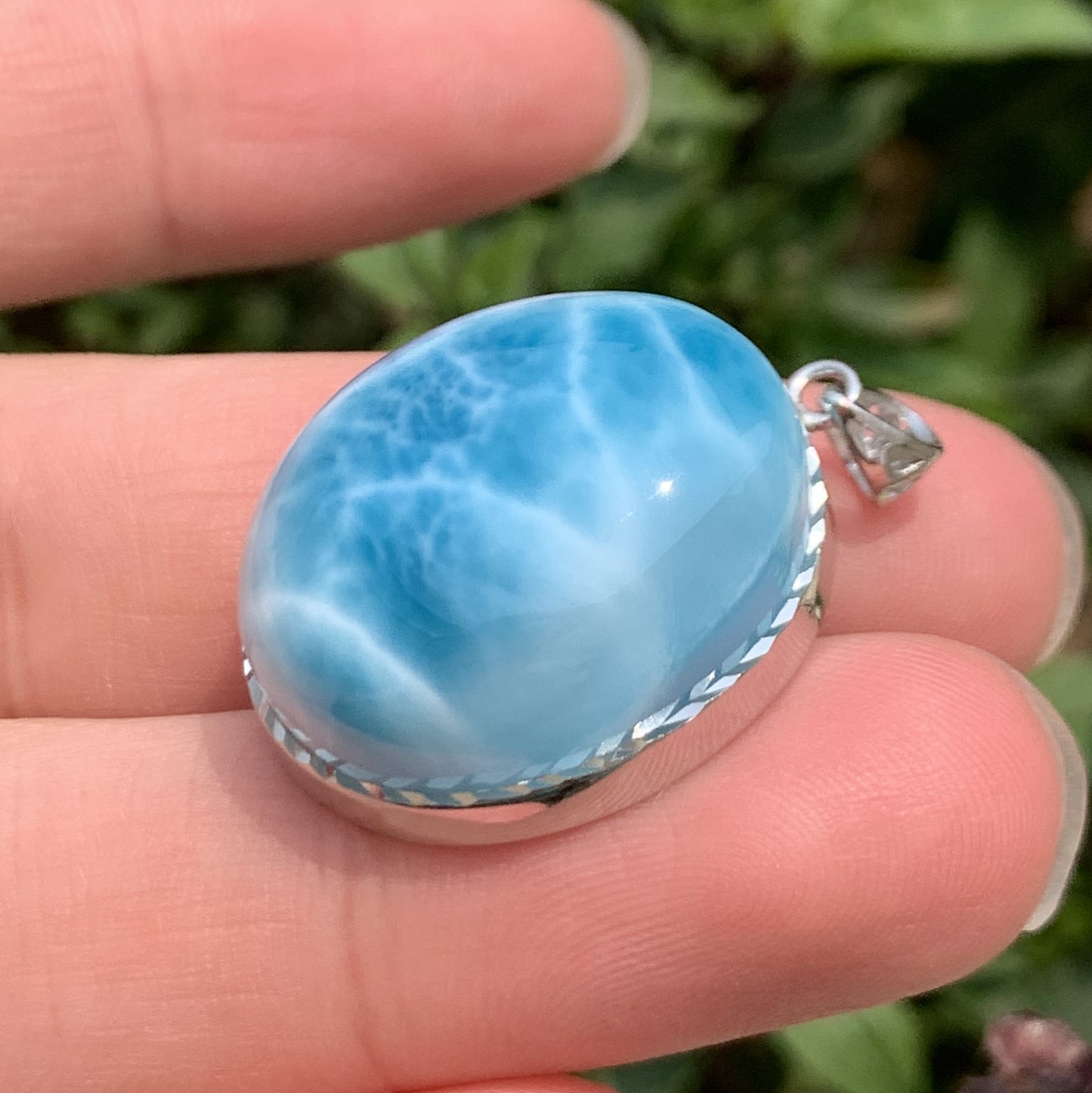 AAAA+ Natural Authentic Dominican Larimar Pendant,Gems Jewelry,Gems Pendant,Crystal Pendant ET882