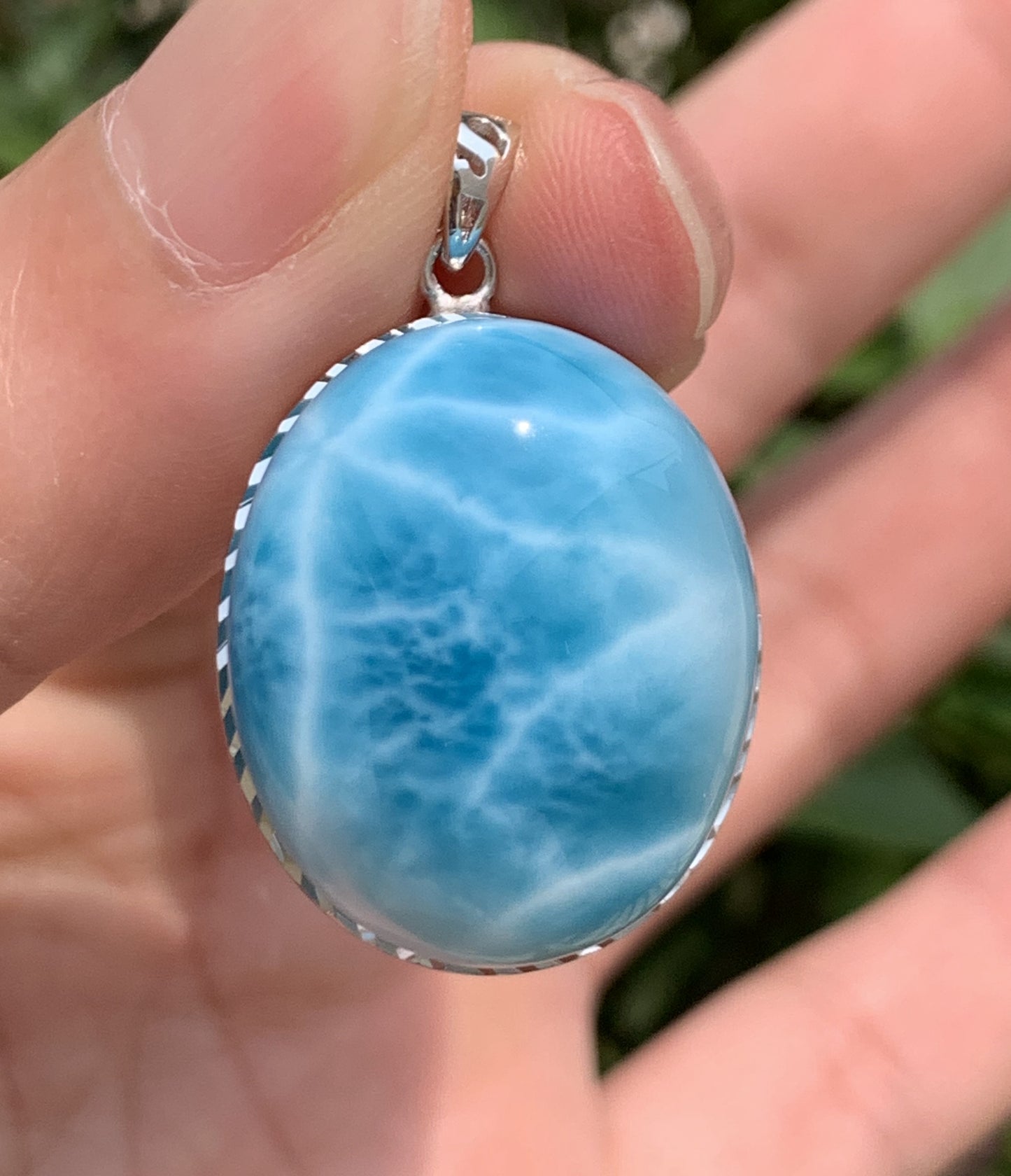 AAAA+ Natural Authentic Dominican Larimar Pendant,Gems Jewelry,Gems Pendant,Crystal Pendant ET882