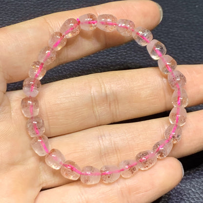 AAA+ Natural Authentic Brazil Golden Strawberry Quartz Bracelet,Gems Jewelry,Gems Bracelet,Apple shape Bracelet,Crystal Bracelet,ET1049