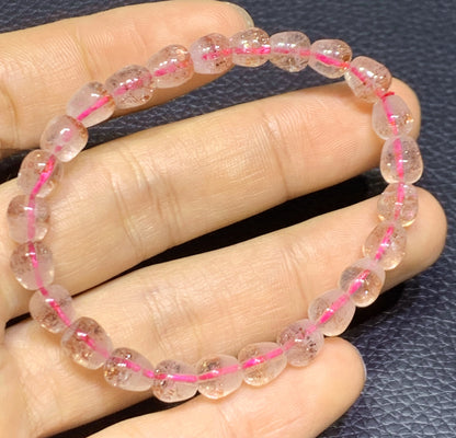 AAA+ Natural Authentic Brazil Golden Strawberry Quartz Bracelet,Gems Jewelry,Gems Bracelet,Apple shape Bracelet,Crystal Bracelet,ET1049