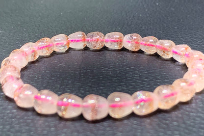 AAA+ Natural Authentic Brazil Golden Strawberry Quartz Bracelet,Gems Jewelry,Gems Bracelet,Apple shape Bracelet,Crystal Bracelet,ET1049