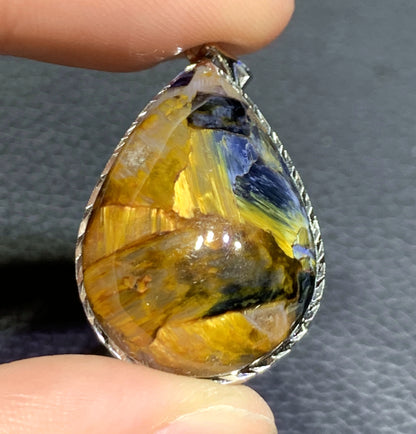 AAAA Natural Namibian Pietersite 925 Silver Pendant, Colored Full Fire Pietersite Pendant, Pietersite Gemstone ET871